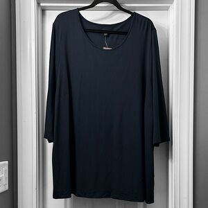 New! J.Jill Wearever Collection Deep Blue 3/4 Sleeve Pintuck Tunic